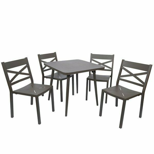 Bfm Seating Fresco 32'' Square Bronze Aluminum Outdoor Table with 4 Chairs 163YMBZ32S